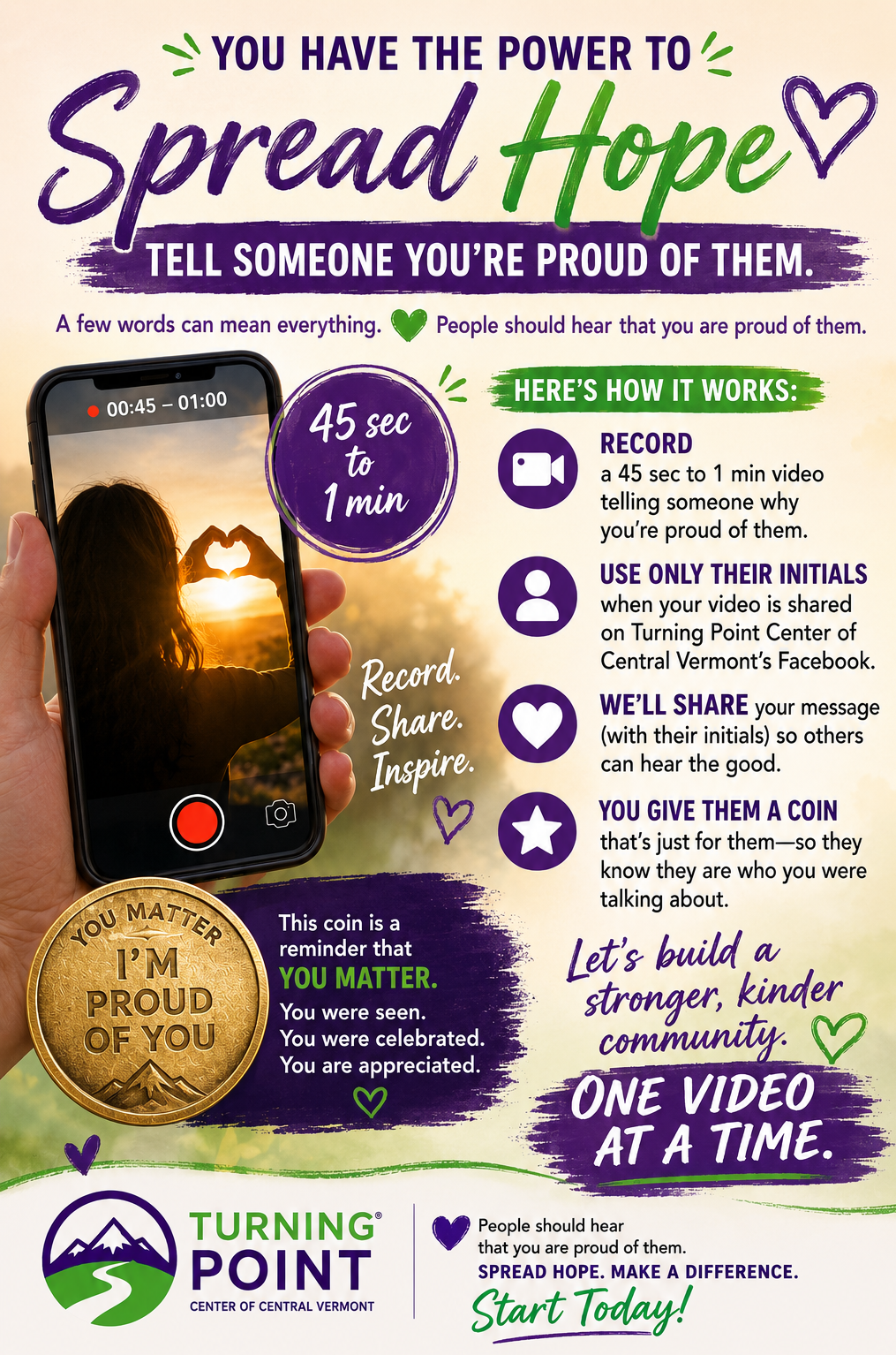 A guide for recording video messages to express pride and spread hope in the community.